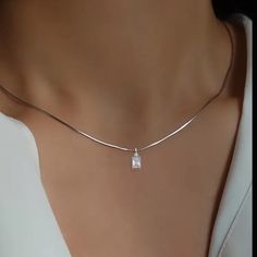 -Cz Cubic Zirconia Diamond -Radiant Cut Petite Rectangle Pendant -Chain Is Silver Plated Over Stainless Steel. Chain Is Hypoallergenic Waterproof And Will Not Fade Or Tarnish. -Length Of Chain Is Approximately 16”+2” Extension. * Also Have This Necklace In Silver! Pictured Above! Automatic 25% Discount And On Bundles Of 2 Or More Items From My Closet Or Make Your Own Bundle And Send Me An Offer. Bohemian,Chic,Elegant,Trendy,Sparkly,Stamped 925, 18k 14k Pink 10k Melting,Dripping,Anthropology,Anth Silver Necklace With Diamond Accents And Rectangular Pendant, Elegant Silver Necklace With Rectangular Stone, Elegant Silver Rectangular Necklace, Elegant Silver Chain Necklace With Square Pendant, Elegant Necklace With Silver Chain And Square Pendant, Elegant Square Pendant Necklace With Silver Chain, Diamond White Cubic Zirconia Rectangular Necklace, Classic Silver Necklace With Rectangular Stone, Silver Minimalist Necklace With Rectangular Stone