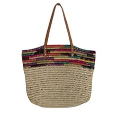 Fun And Easy Straw Bag With Synthetic Shoulder Straps. Shoulder Drop = 9.5” L = 17” H = 16” Multicolor Large Capacity Satchel For Beach, Casual Multicolor Satchel For Beach, Casual Multicolor Beach Satchel, Multicolor Vacation Satchel With Adjustable Strap, Casual Multicolor Hobo Bag With Braided Handles, Multicolor Straw Shoulder Bag For Everyday, Multicolor Beach Satchel With Adjustable Strap, Beach Multicolor Satchel With Adjustable Strap, Everyday Multicolor Beach Bag With Braided Handles