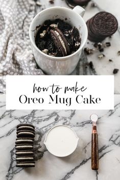 how to make oreo mud cake in a mug with cookies and milk on the side