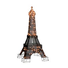 the eiffel tower is decorated with lights