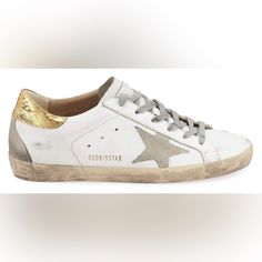 Brand New In Box Golden Goose Sneakers. Rare. Sold Out Online. Matches Everything. Golden Goose Superstar, Goose Sneakers, Goose Shoes, Golden Goose Sneakers, Golden Goose Shoes, Golden Goose, Chic Boutique, Metallic Gold, Leather Sneakers