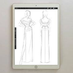 a tablet with an image of a woman's dress on the front and side