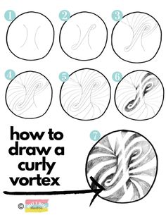 how to draw a curly vortex with the instructions for drawing it in black and white