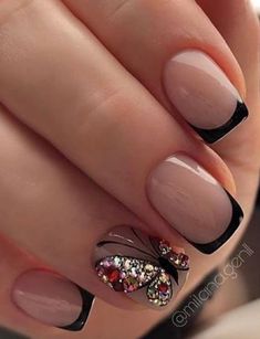 Diseño de mariposa Nails Mariposa, Russian Nail Art, Nails Art Designs, Glamour Nails, Her Nails, Work Nails, Uñas Acrilicas