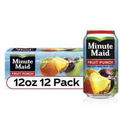 a can of minute maid fruit punch next to a box