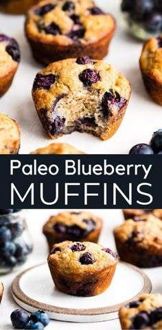 paleo blueberry muffins on a white plate