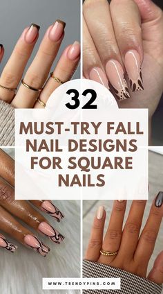 Discover the ultimate collection of 32 must-try fall nail designs tailored for square nails. These trendy and seasonal designs will inspire your next manicure. Click to explore unique, stylish, and cozy nail art ideas perfect for autumn! Nail Designs For Square Nails, Designs For Square Nails, Stylish Nail Art, Green Tips, Snake Skin Pattern, Chic Pattern