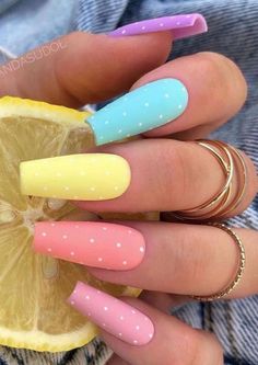 Pastel Nails Designs, Holiday Nail Designs, Vibrant Nails, Nail Candy, Easter Nails, Pastel Nails, Coffin Nails Designs, Nail Designs Spring