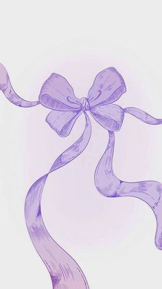 a drawing of a purple ribbon with a bow on it's end, in front of a white background