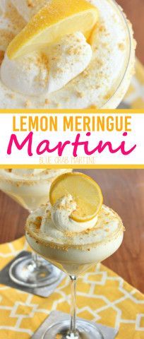 the lemon meringue martini is garnished with whipped cream