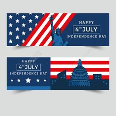 two fourth of july banners with the statue of liberty