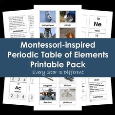 montessori - inspired period table of elements printable pack for every star is different