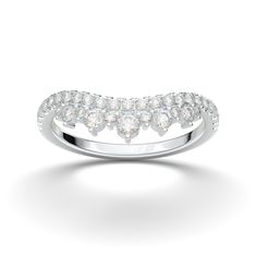 a white gold ring with three rows of diamonds