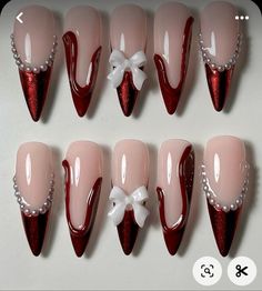 Red Nails Design Classy, Red 3d Nails, Nail Maroon, 4d Nail Art, Maroon Nail Art, Maroon Nail Designs, Paznokcie Hello Kitty, Nail Art Noel, Fake Nails Designs