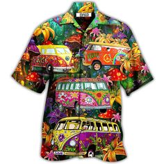 The best hawaiian shirts for men, hawaiian shirt for women and kids are available, designed just for you. Fabric: four-way stretch (95% polyester and 5% spandex) Regular fit Fabric Weight: 120 g/m². Care Instruction: Machine washes cold with similar colors, do not bleach, tumble dry low, do not iron, and do not dry clean. Reliable quality Refreshing and breathable, comfortable material, No DISCOLORATION after long washing. Hight Quality Fabric High quality fabric is soft and comfortable, and its prefect structure supports the fit of the outfit. Unisex & Perfect Gifts This product is crafted from a premium polyester and spandex blend, making it both comfortable and durable. Each panel is individually printed, cut and sewn to ensure a flawless graphic with no imperfections. And high definiti Peace Life, Hawaiian Men, Hippie Bus, Blouse Summer, Summer Beach Vacation, Cool Hawaiian Shirts, Men Shirt, Mens Hawaiian Shirts, Hawaiian Shirts