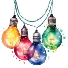 christmas light bulbs with colorful lights on them