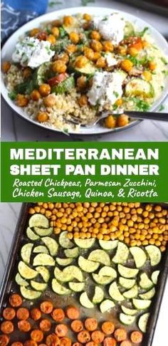 the mediterranean sheet pan dinner is ready to be eaten