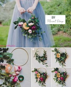 a collage of photos with flowers and greenery on them, including the bride's bouquet