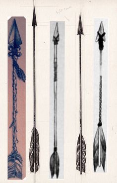 four arrows with different designs on them