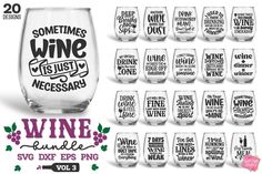 wine glasses with some sayings on them