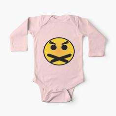 a long sleeved baby bodysuit with an angry face and crossed arms on the chest