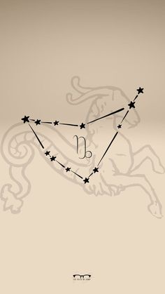 the zodiac sign for leo is shown in black on a beige background with stars around it