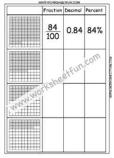 an image of fraction and percentages worksheet