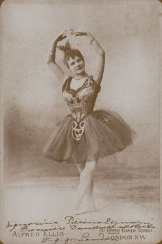 an old black and white photo of a ballerina