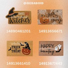 bloxburg, roblox, decals, customdoormat, bloxburgdecals, halloweeen, fall, doormat, spooky, ghost, pumpkin, bloxburgbuild Decal Codes Bloxburg, Bloxburg Halloween, Decal Bloxburg, Decals Bloxburg, Codes Bloxburg, Fall Decal, Diy Notebook Cover, Roblox Decals