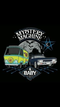 the mystery machine and baby van are depicted in this t - shirt design for an upcoming show