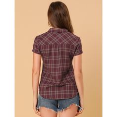 The classic plaid shirt can be mixed easily with a variety of styles. This plaid short-sleeved cotton shirt will become a quick go-to in your wardrobe. Style it with your favorite jeans or skirts for a casual look. Perfect for going out and traveling with friends. Occasions: Beach, weekend, gathering, daily, and so on. Plaid Cotton Short Sleeve Shirt With Button Closure, Plaid Flannel Shirt With Short Sleeves, Short Sleeve Cotton Flannel Shirt With Button Closure, Plaid Short Sleeve Flannel Shirt With Button Closure, Plaid Flannel Shirt With Short Sleeves And Button Closure, Plaid Short Sleeve Cotton Flannel Shirt, Plaid Cotton Flannel Shirt With Short Sleeves, Plaid Short Sleeve Top With Button Closure, Beach Weekend