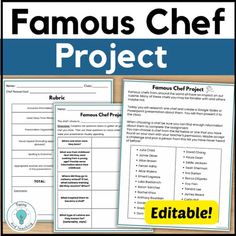 Famous Chef Project for Family and Consumer Science and Culinary Arts, FACS Culinary Lessons, Food Tech, Family And Consumer Science, Research Projects, New Classroom, Culinary Arts, Life Skills, Powerpoint Presentation, Lesson Plans