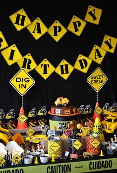 an image of a birthday party with yellow decorations