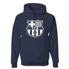 Barcelona Fc Hoodie Pull Up Blue Sweatshirt With Team Logo For Sports Season, Team Spirit Blue Sweatshirt For Winter, Blue Team Logo Sweatshirt For Sports Season, Blue Team Spirit Sweatshirt For Winter, Sporty Blue Sweatshirt With Team Logo, Blue Hoodie With Team Logo, White Hooded Sweatshirt With Team Logo, Blue Team Spirit Hoodie Sweatshirt, Blue Fleece Hoodie With Team Spirit