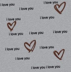 the words i love you and i love you are written in brown ink on white paper