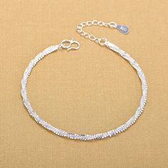 Brand New Size: 7.5 Inch 925 Silver Stamped. Beautiful Bracelet That Will Finish Any Outfit Off ! Closes On A S Clasp. Fabulous Gift For Yourself Or That Special Someone. 10% Off Two Items Or More. Offers Considered ! Women|Ladies|Girls|Silver|925|School|College|Work|Daywear|Nightwear|Casual|Glamour|Glitz|Jewelry|Gold|Diamonds|Rhinestones|Evening|Three|String|Dress|Black|Subtle|Pretty|Chic|Sparkle|Rings|Earrings|Bangle|Necklace|Chain|Wife Simple Silver Bracelet, Silver Ankle Bracelet, Trendy Bracelets, Tassel Bracelet, Daily Jewelry, Girl Jewelry, Minimalist Bracelet, Sterling Silver Bangles, Mens Jewelry Bracelet