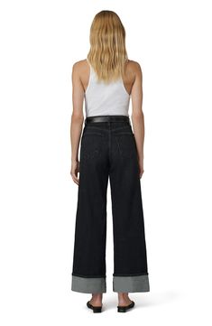 Polished details like slanted pockets and wide cuffs elevate the casual style of these low-stretch, ankle-grazing wide-leg jeans. 28" inseam; 21" leg opening; 11 1/2" front rise Zip fly with button closure Front slant pockets; back patch pockets 99% cotton, 1% spandex Machine wash, tumble dry Imported Modern Cropped Leg Flare Jeans With Belt Loops, Modern Cropped Flare Jeans With Belt Loops, Modern Cropped Flare Jeans, Modern Wide Leg Cropped Jeans, Classic Mid-rise Wide Leg Pants With Five Pockets, Chic Wide Leg Cropped Jeans With Belt Loops, Chic Cropped Wide Leg Pants With Five Pockets, Modern Wide-leg Cropped Jeans For Work, Chic Wide-leg Jeans With Belt Loops