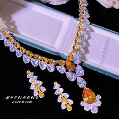 GRA big brand same style heavy wedding reception goddess of light V-shaped yellow diamond necklace Goddess Of Light, Wedding Choker Necklace, Yellow Diamond Necklace, Necklaces Long, Earrings Bride, Diamond Jewelry Set, Bride Earrings, Gold Party, Steel Necklace