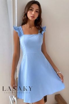 Lasaky - Stylish Womens Short Sleeve Sundress for Unwinding Beach Getaways Club Dresses Short, Beach Holiday Dresses, Short Pollera, Backless Dress Summer, Tight Mini Dress, Elegant Party Dresses, Cotton Dress Summer, Square Neck Dress, Casual Summer Dresses