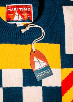 The Maritime Sweater is a work of art, crafted entirely from panels of nautical flags knit together in a seamless tapestry of color that pays homage to the seafaring heritage of New England. Lightweight and perfect for warm summer days on the open sea, this rugged and dependable garment is a timeless companion for any voyage. Product Details: 100% Cotton Unisex Tailored Fit--Ladies should size down one size Crew neck collar Ribbed cuffs and hem Hand wash cold separately, lay flat to dry Warm iro Nautical Flag, Steve Zissou, Mobile Logo, Kiel James Patrick, Nautical Outfits, Nautical Flags, James Patrick, I Love The Beach, Birthday Dinner