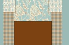 a blue and brown wallpaper with a checkered pattern on the bottom, an area for text to be added