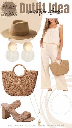 Casual Sand-colored Bag For Vacation, Chic Sand-colored Vacation Bag, Beige Sleeveless Sets For Vacation, Casual Beige Tops For Beach Cover-up, Beige Cover-up For Vacation Day Out, Instagram Blogger, Fashion Tutorial, Vacation Outfit