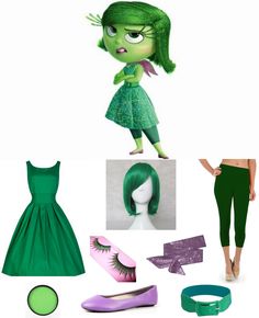 Disgust Costume | Carbon Costume | DIY Dress-Up Guides for Cosplay & Halloween Diy Disgust Costume, Disgust Halloween Costume, Diy Inside Out Halloween Costumes, Disgust Inside Out Outfit, Diy Inside Out Costume, Inside Out Disgust Outfit, Envy Costume Inside Out, Disgust From Inside Out Dress To Impress