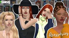 four different female avatars are shown in this image, one is wearing glasses and the other has red hair