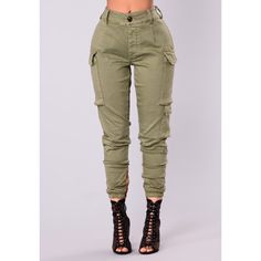 Never Worn Mid Rise Cargo Pants With Button Fly Full Stretch 3 Pockets Stretch Elastic Ankle Inner Side Zipper 65% Cotton 33% Rayon 2% Spandex Trendy Khaki Bottoms With Cargo Pockets, Trendy High Waist Khaki Bottoms, Green Mid-rise Utility Bottoms, Trendy Green Cargo Jeans, Trendy High-waisted Khaki Cargo Jeans, High Waist Green Cargo Pants In Utility Style, Green High Waist Utility Cargo Pants, High Waist Green Utility Cargo Pants, Mid-rise Green Cargo Jeans For Spring