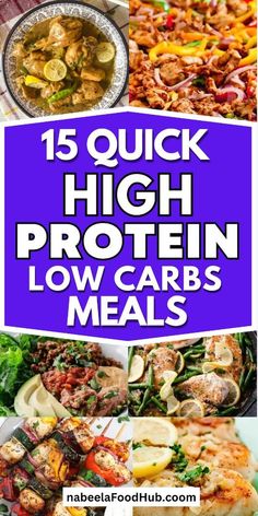 high protein low carb meals with text overlay