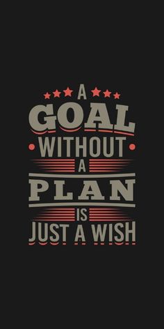 a goal without a plan is just a wish quote on black background with stars and stripes