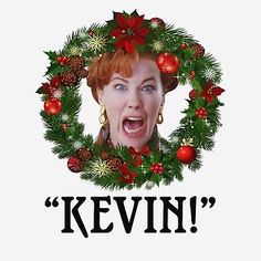 an image of a woman with christmas wreaths around her neck and the words kevin