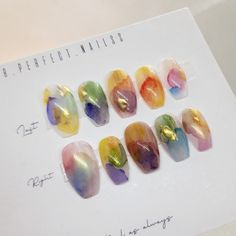 Check out this item in my Etsy shop https://www.etsy.com/listing/1239572554/press-on-nails-watercolor-false-nails Watercolor Nail Designs, Nails Trendy Short, Nails Watercolor, Nails Asian, Watercolor Nail Art, Nail Guide, Watercolor Nails, Nails Japanese, Korea Nail