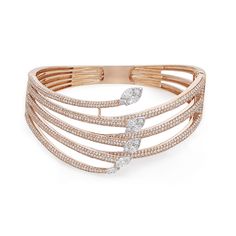 Red Carpet Inspired: Unique spiral bands design bangle bracelet is encrusted with round brilliant diamonds (5.8 cts), handcrafted 18 karat rose gold. Having a diameter of 1.9 inches, this women's glam bracelet secures with a magnetic snap and hinge.Need a size check? Refer to our bangle size guide for details. Luxury Rose Gold Diamond-cut Bangle, Elegant Rose Gold Sterling Silver Bangle Bracelet, Rose Gold Bangle Bracelet With Jubilee Design, Rose Gold Jubilee Bracelet In Fine Jewelry Style, Rose Gold Jubilee Bracelet Fine Jewelry, Rose Gold Jubilee Bangle Bracelet, Rose Gold Bangle Bracelet With Strap, Rose Gold Bracelet Jewelry With Bracelet Strap, Rose Gold Sterling Silver Bangle Bracelet